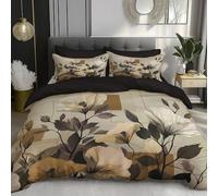 DACRWEKZ Duvet Cover Set230x220cm,Ultrasoft Reversible Duvet Set Non Iron Luxury Bedding Sets With Zipper Closure Simple abstract floral geometric shapes light brown
