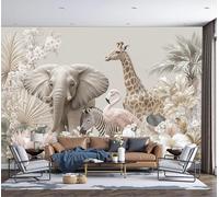 DACRWEKZ Fabric Jungle Animals Wall Decal,Elephant Giraffe Flowers Wall Sticker Bedroom Living Room Hallway Sofa Backdrop Walls Decor Non-self-Adhesive
