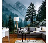DACRWEKZ Fabric Magnificent Mountain Scenery Wall Decal,Snow Mountain Pine Forest Wall Sticker Bedroom Living Room Hallway Sofa Backdrop Walls Decor Non-self-Adhesive