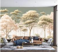 DACRWEKZ Forest Illustrations Wallpaper with Tree Vegetation in The Fog - 250x175cm Wall Paper - Sage Green Paper for Bedroom Living Room TV Backdrop Hallway Hall Lounge