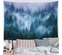 DACRWEKZ Forest in the Mist Tapestry Wall HangingMysterious Nature Tapestry, Design for Bedroom Home Background Photography, Photo Backdrop Decorations for Living Room Decor, Dark green(100x150cm)