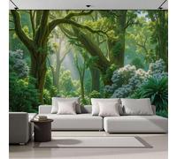 DACRWEKZ Forest Landscape Mural Wallpaper 450x356cm - Trees Along The Sunny Path Wall Mural, Green, Silk Photo Wallpaper 3D Effect for Bedroom Living Room Office Decoration