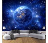 DACRWEKZ Galaxy Theme Planet Earth Wallpaper for Walls 3D Silk Cloth Fabric Modern Living Room Sofa TV Background Wall Papers Home Decor Dark Blue 400x280cm