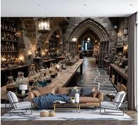 DACRWEKZ Laboratory Flasks Panoramic Wallpaper Mural - Large Mural with Brown Medieval Castle,Silk Photo Wallpaper for Bedroom Living Room Corridor