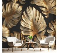 DACRWEKZ Luxury Plants Tropical Leaves Wall Mural Forest Photo Picture Wallpaper Bedroom Decoration Wall Covering 150 x 105 cmgold