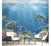 DACRWEKZ Marine Life Wallpaper - Coral Fish Returning from The Sea Wall Mural 250x175cm (W x H) | Silk Photo Wallpaper Mural for Bedroom, Living Room, Hallway, Home DecorBlue