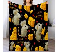 DACRWEKZ Mouse cheese and text Print Blanket and Throws cartoon animals Gifts Throw Blankets Soft Warm Flannel Bedding Blanket for Girls Kids Adults Couch Travel 130 x 150cm