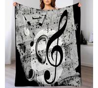 DACRWEKZ Musical note pattern Throw Blanket Flannel Fleece Blanket Music Theme Lightweight Throw for Bed Sofa Travel Teens Birthday 130 x 150cm