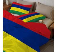 DACRWEKZ National symbol wind yellow blue Mauritius flag Comforter Set - 260x220cm Size, 3 Pieces Ultrasoft Hypoallergenic Luxury Quilt Cover Bedding Sets with Zipper Closure All Seasons