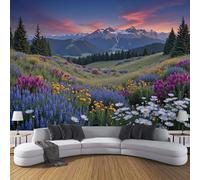 DACRWEKZ Natural Scenery Flowers Alpine Wallpaper for Walls 3D Silk Cloth Fabric Modern Living Room Sofa TV Background Wall Papers Home Decor Dark Green 300x210cm