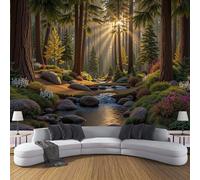 DACRWEKZ Natural Scenery Trees and Streams Wallpaper for Walls 3D Silk Cloth Fabric Modern Living Room Sofa TV Background Wall Papers Home Decor Yellow-Green 250x175cm