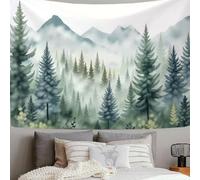 DACRWEKZ Natural Scenery Wall Hanging Tapestry Mist Forest Wall Art Large Mural Decor Backdrop Blanket for Bedroom Living Room Decoration Gray-Green, 100 x 70cm