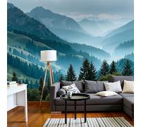 DACRWEKZ Natural Scenery Wallpaper Murals, Coniferous Forest in The Misty Valley Silk Wall Murals, Modern Living Room Kitchen Dining Room Bedroom Wall Mural Wallpaper 300x210cm (W x H)