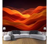 DACRWEKZ Orange-red Wave Shape Abstract Flowing Wind 3D Silk Wall Mural Photo Wallpaper, Premium Art Print Decor for Living Room Kids' Bedroom & Home Interiors 300x210cm
