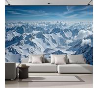 DACRWEKZ Panoramic Wallpaper Mural,300x210cm Wall Poster White and Blue Natural Landscape Art Print Design Photo Effect,Snow Mountain Range Decoration for Bedroom Living Room Corridor