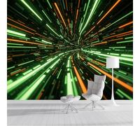 DACRWEKZ Panoramic Wallpaper Neon Lights Pattern Science Fiction Style Photo Wallpaper, Green Mural Panoramic Wall Tapestry, Large Photo Mural 350x256cm for Bedroom Living Room Office Decoration