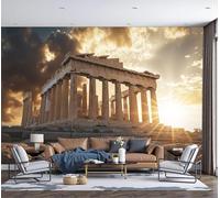 DACRWEKZ Parthenon Wall Mural Classical Greek Architecture Home Decoration 3D Silk Photo Mural, Light Brown Wall Art Decoration for Bedroom Nursery Living Room Home 300x210cm Photo Wallpaper