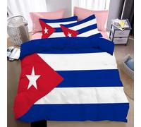 DACRWEKZ Passionate modern style blue Cuba flag Comforter Set - 135x200cm Size, 1 Pieces Ultrasoft Hypoallergenic Luxury Quilt Cover Bedding Sets with Zipper Closure All Seasons