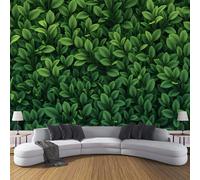 DACRWEKZ Photo Wallpaper 200 x 140 cm- Silk Cloth Premium Art Print Wall Mural Decoration Poster Picture Design - Botanical Illustrations Green Leaf Wall - Green