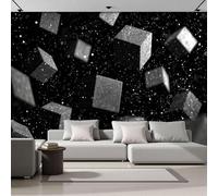 DACRWEKZ Photo Wallpaper 3D Effect Mural Panoramic Concrete Blocks Wallpaper, Modern Geometry Silk Wall Art Mural for Bedroom Living Room Decoration Poster Black 200x140cm