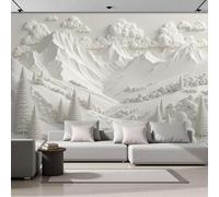 DACRWEKZ Photo Wallpaper 3D Effect Mural Panoramic Mountains, Rivers, Trees Wallpaper, Natural Scenery Silk Wall Art Mural for Bedroom Living Room Decoration Poster White 350x256cm
