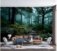 DACRWEKZ Photo Wallpaper 3D Effect Panoramic Mural Dark Fantasy Style Stone Path Forest for Living Room Adult Children Bedroom Home Decoration Wall Poster- Silk 450x356cm(WxH) Wall Mural Dark Green