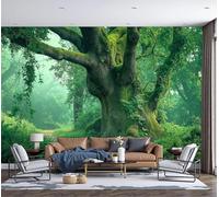 DACRWEKZ Photo Wallpaper 3D Effect Panoramic Mural Magic Forest Tree and Moss Path for Living Room Adult Children Bedroom Home Decoration Wall Poster - Silk 450x356cm (WxH) Wall Mural Green