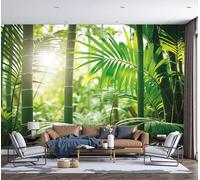 DACRWEKZ Photo Wallpaper 3D Effect Panoramic Mural Tropical Jungle Bamboo, Sunlight, Leaves for Living Room Adult Children Bedroom Home Decoration Wall Poster- Silk 300x210cm(WxH) Wall Mural Green