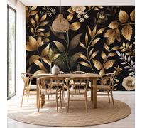 DACRWEKZ Photo Wallpaper Luxury Plants 200x140cm Silk Wall Mural | 3D Wallpaper Gold Leaf Branches and Flowers Mural, Moderne Living Room Bedroom Art Poster Mural Wallpapers Gold