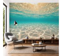 DACRWEKZ Photo Wallpaper Ocean Fresh Breeze 400x280cm Silk Wall Mural|3D Wallpaper Light and Shadow Water Ripples Mural, Moderne Living Room Bedroom Art Poster Mural Wallpapers Cyan