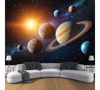 DACRWEKZ Photo Wallpaper Universe Galaxy 450x315cm Silk Wall Mural | 3D Wallpaper Planet Sun Mural, Moderne Living Room Bedroom Art Poster Mural Wallpapers Orange