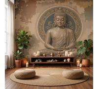 DACRWEKZ Photo Wallpaper Zen-Inspired Retro 350x256cm Silk Wall Mural|3D Wallpaper Bronze Buddha'S Light Mural, Moderne Living Room Bedroom Art Poster Mural Wallpapers Bronze