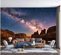 DACRWEKZ Premium 3D Panoramic Natural Landscape Wallpaper, Galaxy On The Rock Wall Dark Blue Backdrop Wall Photo Mural Wallpaper Living Room Bedroom Theme Hotel Warm Decor Papel Mural 400x280cm