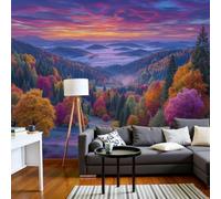 DACRWEKZ Premium 3D Panoramic The Jungle Book Wallpaper, Forest Sea of Clouds Sunset Purple Backdrop Wall Photo Mural Wallpaper Living Room Bedroom Theme Hotel Warm Decor Papel Mural 350x256cm