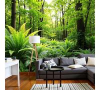 DACRWEKZ Premium 3D Panoramic Tropical Forest Wallpaper, Tree Ferns Green Backdrop Wall Photo Mural Wallpaper Living Room Bedroom Theme Hotel Warm Decor Papel Mural 400x280cm