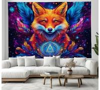 DACRWEKZ Psychedelic Art Tapestry 70x100cm Inches Long Vertical Wall Hanging Artwork Artwork Botanical Bedroom Fantasy Fox