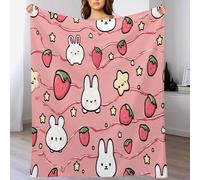 DACRWEKZ Rabbit star strawberry Print Blanket and Throws Cartoon style Gifts Throw Blankets Soft Warm Flannel Bedding Blanket for Girls Kids Adults Couch Travel 150 x 200cm