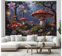 DACRWEKZ Red Tapestry The Jungle Book Wall Hangings, Mushroom Tree Orchid Beach Throw Blanket, Tapestries Decor, for Bedspread Yoga Meditation Mat Rugs100 x 70cm