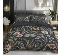DACRWEKZ Retro Country pink green Duvet Cover Set 260x220cm,Butterfly Flowers Bedding Comforter Cover Set with Zipper Closure, Duvet Cover Pillow Sham, No Comforter