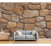 DACRWEKZ Retro Design Photo Wallpaper Rock Wall 150 x 105 cm - Silk Premium Art Print Wall Mural Decoration Poster Picture Design Modern - Brown