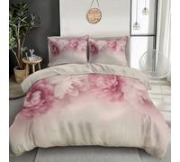 DACRWEKZ Romantic Watercolor Peony Duvet Cover Set Pink Dreamy Flowers Bedding Set King Bed Soft Quilt Cover 230x220cm with Zipper Closure and 2 Pillowcases 50 x 75cm