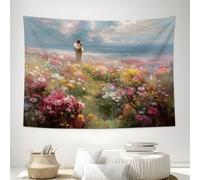 DACRWEKZ Romanticism Tapestry, The Infant Jesus In The Field Wall Hanging Decor, Pink Art Print Tapestries for Church Home Living Room Bedroom Background Photography 200 x 150cm