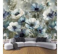 DACRWEKZ Rural Pastoral Style Wall Stickers, Anemone Flower Walls Decals, Self-Adhesive Mural Removable Wall Art Sticker for Bedroom Living Room Door Walls Decor 350x256cm