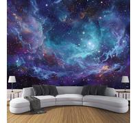 DACRWEKZ Science Fiction Mystery Painting Wall Universe Starry Sky Mural Large Wall Murals Hd Printing Water Proof for Living Room Bedroom - 350x256cm - Blue-Purple