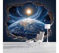 DACRWEKZ Science Fiction Style Space Outside The Walls Panoramic Wall Mural, Dark Blue Wallpaper 300x210cm, Modern Large-Scale Wall Art Mural Panoramic Poster for Living Room Bedroom Office