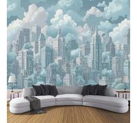 DACRWEKZ Silk Cityscape Wall Decal,Architectural Style Wall Sticker Bedroom Living Room Hallway Sofa Backdrop Walls Decor