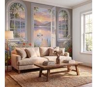 DACRWEKZ Silk Healing Scenery Panoramic Wallpaper 450x315cm|3D Sunset Over The Swan Boardwalk Orange Perfect Home Decor for Bedroom Living Room Large Kids Wall Poster