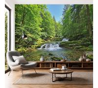 DACRWEKZ Silk Natural Scenery Panoramic Wallpaper 400x280cm|3D Forest Stream Moss Green Perfect Home Decor for Bedroom Living Room Large Kids Wall Poster