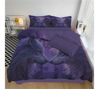 DACRWEKZ Single Duvet Cover Set Dark Animal Style Bedding Set|Easy-Use Zipper Closure, Includes 1 Matching Pillowcases, Durable Fade-Resistant Giant Wave Full Moon Nebula Microfibre Fabric 135x200cm