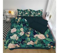 DACRWEKZ Single Duvet Cover Set - Premium Microfiber Duvet Cover Tropical flowers White Roses (135x200cm) - Ultrasoft Hypoallergenic Reversible Quilt Cover Bedding Set With Zipper Closure